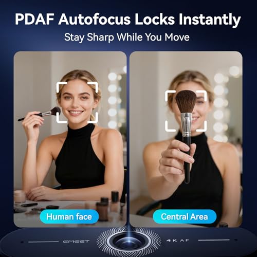 EMEET C60E 4K Webcam for Streaming & Gaming – PDAF Autofocus, Dual Mics, Live Streaming Camera with Auto Light Correction, Plug & Play USB Webcam for PC & Mac - style: Single-Camera w/ PDAF