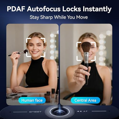EMEET C60E 4K Webcam for Streaming & Gaming – PDAF Autofocus, Dual Mics, Live Streaming Camera with Auto Light Correction, Plug & Play USB Webcam for PC & Mac - style: Single-Camera w/ PDAF
