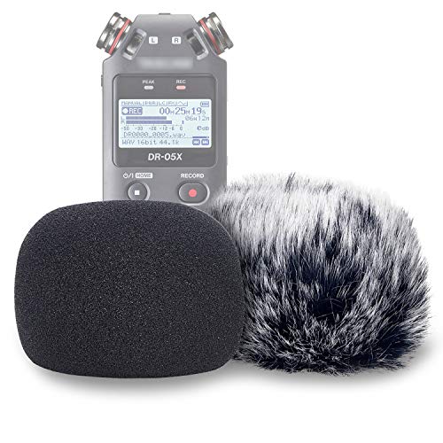 YOUSHARES DR05X Windscreen Muff and Foam Compatible with Tascam DR-05X DR-05 Mic Recorders, DR05X Indoor Outdoor Microphone Wind Screen (2 PACK) - color: Windscreen Kit for DR-05