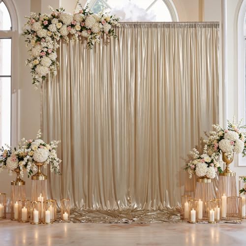 10x10ft Thick Champagne Glitter Backdrop Curtain Panels for Parties, Wrinkle Free Sequin Sparking Photo Backdrop Drapes, 2 Panels 5x10ft Shimmer Back Drop Cloth for Wedding Birthday Photography - color: Champagne, size: 5'(W) x 10'(H), 2 panels