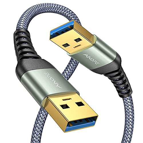 AINOPE USB to USB Cable, 6.6FT USB 3.0 A to A Male to Male Cable 5Gbps Double End Type A Cord for Data Transfer Compatible with Hard Drive, Laptop Cooling Pad, USB Hub, KVM, DVD(Not for PC-to-PC) - color: Grey, size: 6.6FT