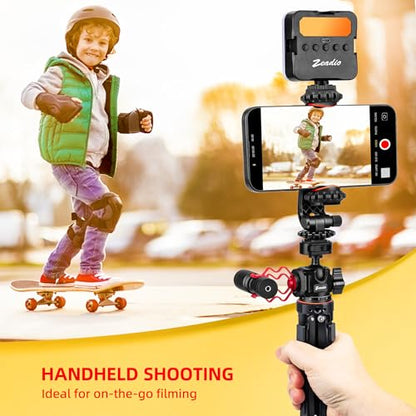 Zeadio Universal Heavy-Duty Metal Tripod Kit, with 360° Ball Head, Phone Holder & Action Camera Adapter – Compatible with iPhone/Andriod Phones,Camera, Gimbal, Vlogging, and Travel etc - style: Standard Ball Head