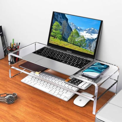 Egchi Acrylic Monitor Stand, 2 Tiers Computer Monitor Riser(20x8x5.5 Inch), Monitor Riser/Computer Stand for Home,Office,Business,PC Desk Stand for Keyboard Storage& Multi-Media Laptop Printer Screen - size: 20''x8''x5.5''- 2 Tiers