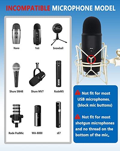 SUUNTOK AT2020 Shock Mount Universal Microphone Holder Spider Recording Mic Shockmount Stand Compatible with Many Condenser Mics Like Rode NT1-A NT2-A Procaster MXL 990 770 U87 (Champagne) - style: Champagne Compatible with AT2020