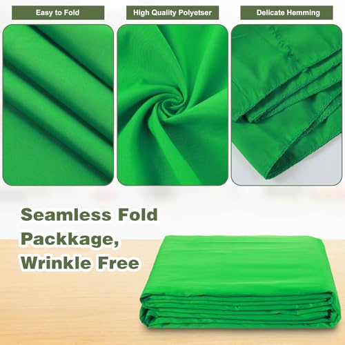 10X12ft Green Screen Backdrop for Photography | Chromakey Polyester Foldable Greenscreen Background,Green Screen Fabric for Streaming, Photography,Video Editing, Podcasting
