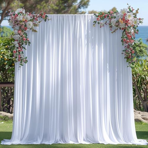 20x10ft Wrinkle Free White Backdrop Curtain for Parties Soft Fabric Drapes Wedding White Curtain Backdrop for Birthday Party Decorations Background for Photography 5x10ft, 4 Panels - color: White, size: W5' X H10'(4 Panels)