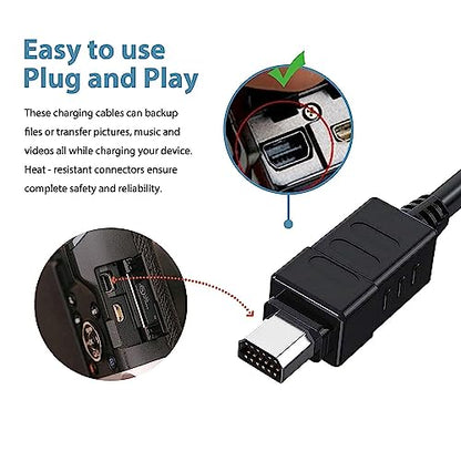 150cm Black 12Pin USB Data Transfer and Charging Cable for Olympus Tough TG 630 830 860 870 TG-2, SZ-10 SZ-11 SZ-14 C-170 C-180 C-480 C-500, Stylus 5010 Pen-E Series