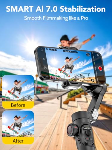 AOCHUAN Phone Gimbal Stabilizer, 3-Axis Smartphone Foldable Handheld Gimbal for iPhone with Focus Wheel, TikTok/YouTube Vlog Stabilizer for iPhone 17/16/15/14/13 Pro Max & Android – Smart XE - style: Smart XE