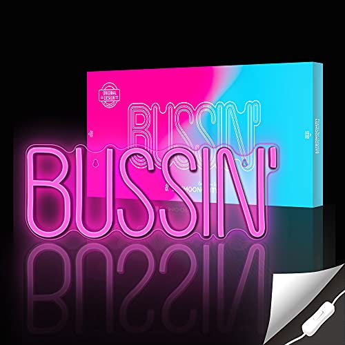Lumoonosity Bussin Neon Sign - Meme Bussin Led Neon Lights for Gamers/Streamers/Influencers – Cool Trendy Led Signs with On/Off Switch for Wall, Bedroom, Game Room Decor - 16.9 x 6.5-inch - style: BUSSIN PINK