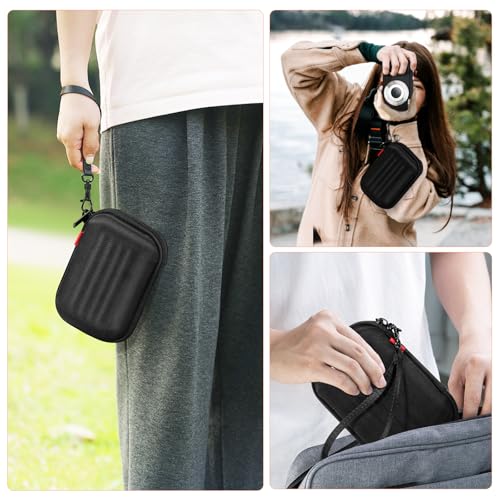 Cwatcun Carrying & Protective Case for Digital Camera with 2 Carrying Ways, Hardshell Lightweight Small Camera Sling Case Compatible with KODAK PIXPRO/Canon PowerShot/Sony DSCW800 DSCW830 - color: Black03