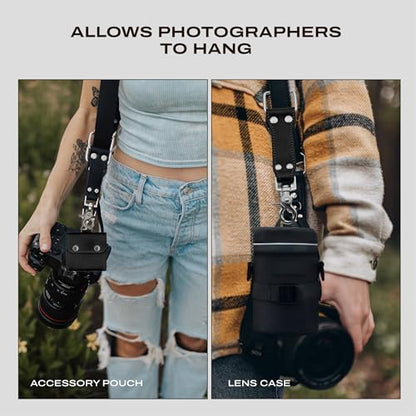 C Coiro Extra Attachments Single and Dual Camera Harness for Camera Bag, Sling Bag, Pouch, Lens Case - color: Black