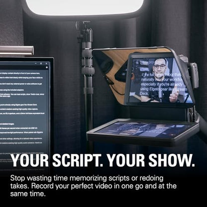 Elgato Prompter, Teleprompter with Built-in Screen | Drag-and-drop display, Supports DSLR, webcam, smartphone, Read chat or scripts, Works with Mac, PC, Stream Deck - style: Prompter