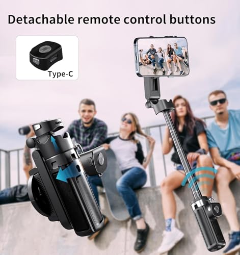 Magnetic Phone Tripod Stand, Portable Mini Selfie Stick for iPhone 16/15/14/13/12 & MagSafe, Aluminum Angle-Adjustable Foldable Strong Magnet Phone Holder, Travel Essentials, Included Metal Ring - color: Iron Black