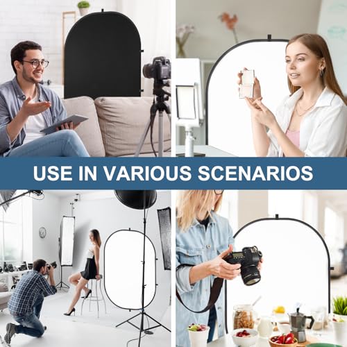 5X6.5ft Backdrop for Photography, Double Sided White Screen and Black Screen, 2 in 1 Collapsible and Reversible Background for Photography, YouTube Videos,and Live Streaming - color: Black White