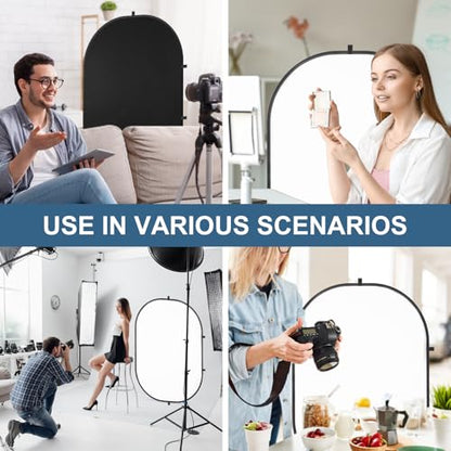 5X6.5ft Backdrop for Photography, Double Sided White Screen and Black Screen, 2 in 1 Collapsible and Reversible Background for Photography, YouTube Videos,and Live Streaming - color: Black White