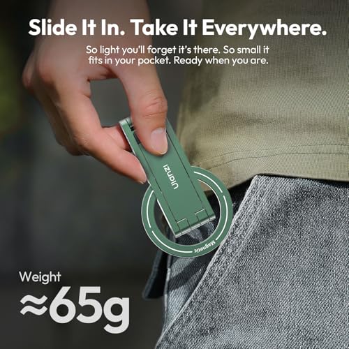 ULANZI MA60 Magnetic Phone Tripod Stand for iPhone 17 16 15 14 13 12 - Ultra Thin 0.8cm Foldable Aluminum Mini Tripod, Strong N52 Magnet Quick Mount, Pocket Cell Phone Stand, Green - color: Green