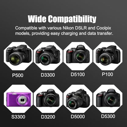 5FT USB Charging Cable Compatible with Nikon Cameras SLR, DSLR, Coolpix Models (D3300 D750 D5300 D7200 D3200 L340 L32 L22 A10 S S3700 S6500 S3500 S6600 S6300),UC-E6, UC-E16, UC-E17, UC-E23