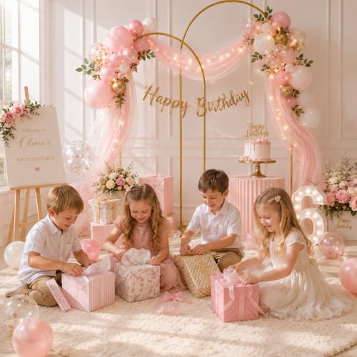 2 Pack Arch Backdrop Stand (7.2FT/6FT), Balloon Arch Stand, Metal Background Arch Stand, Backdrop Arch Frame, Wedding Arch for Backdrop - color: Gold