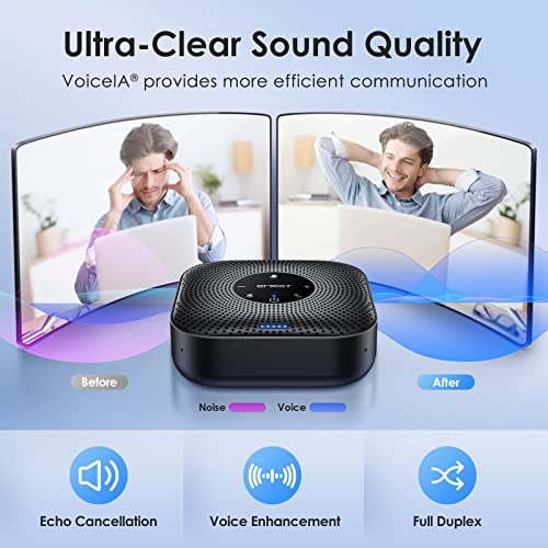 EMEET Conference Speakerphone M0 Plus, 4 AI Mics 360° Voice Pickup, Noise Reduction, USB C Speaker, Bluetooth Conference Speaker for 8 People w/Daisy Chain for 16 Compatible with Leading Software - size: Advanced M0 PLUS for 8 People