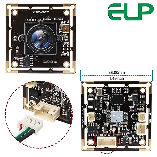 ELP 2.8mm Lens Raspberry Pi 1080P H.264 Microphone PC Web USB Security Camera for Computer Mini UVC USB2.0 Video Audio Webcam Board 2MP CMOS AR0330 Lightburn Laser Camera for Laptop - size: 2.8mm lens
