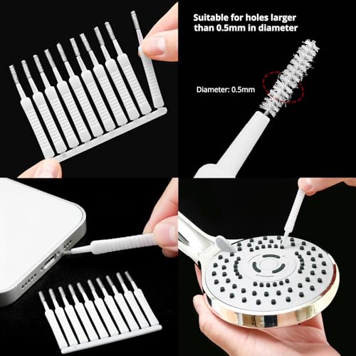 Cell Phone Cleaning Kit, iPhone Cleaning Kit for Charging Port Cleaner Keyboard Cleaning Kit for Airpods/Android/USB C/Earbuds/Laptop/iPad/Camera Lens with Stylus Pen (White, Brush Refill) - color: White (with 10 Mini Brush)