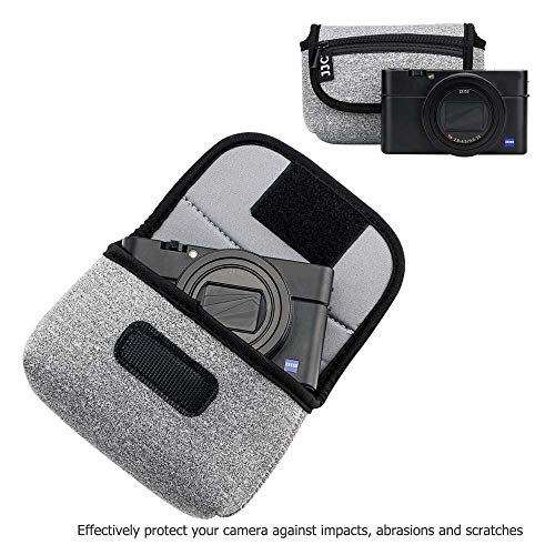 JJC Compact Camera Case Pouch for Sony DSC-W830 W810 W800 Canon SX620, Grey | for Sony RX100 VII VI VA IV Kodak Ektar H35N Pixpro FZ45 Canon SX610 SX720 ELPH 190 ELPH 180 & More, Neoprene Material - color: Grey