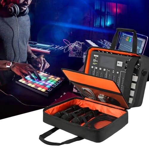 LEFOR·Z Large Audio Mixer Travel Case Compatible with RODECaster Pro,RODECaster Pro II,TC-Helicon GoXLR,Podcast Mixer Case Protective DJ Mixer Storage Bag for Microphones and More Podcast Equipment