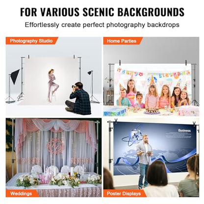 VEVOR 11.5 x 9.6 ft Heavy Duty Backdrop Stand, Height Adjustable Photography Backdrop Stand, Background Support System with 6 Clamps and A Carry Bag, for Party, Wedding, Display, Photo - size: 10 x 12 Ft