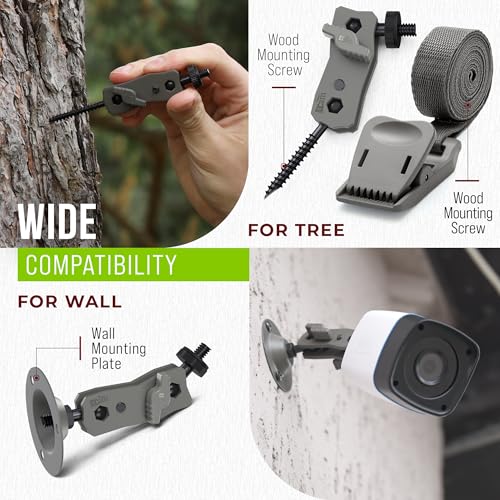 The...Cam Trail Camera Mount Kit – 6 Pack (3 Metal Mounts + 3 Straps), 360° Adjustable Tree & Wall Mount for Hunting & Security Cameras