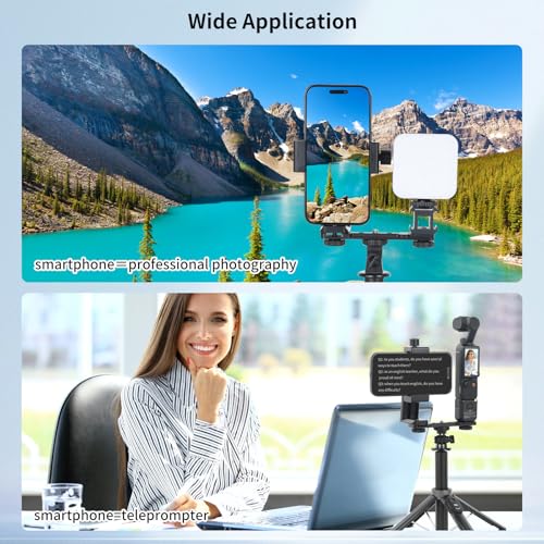UTEBIT Pocket 3 Phone Holder Mount, Pocket 3 Accessories Cell Phone Mount with 1/4" Threads Screw and Extension Rod Compatible with DJI Osmo Pocket 3, Cold Shoe Used Tripod Selfie Stick, Black