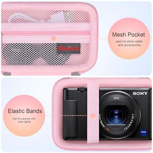 Case for Sony ZV-1F/ ZV-1/ ZV-1 II/Sony RX100 VII/ RX100 III Digital Camera | Sony ZV-1F/ ZV-1/ ZV-1 II/ RX100 VII Digital Camera Carrying Case, Hard Travel Protective Bag, Pocket fits Accessories, Pink - color: Pink