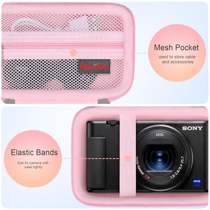 Case for Sony ZV-1F/ ZV-1/ ZV-1 II/Sony RX100 VII/ RX100 III Digital Camera | Sony ZV-1F/ ZV-1/ ZV-1 II/ RX100 VII Digital Camera Carrying Case, Hard Travel Protective Bag, Pocket fits Accessories, Pink - color: Pink