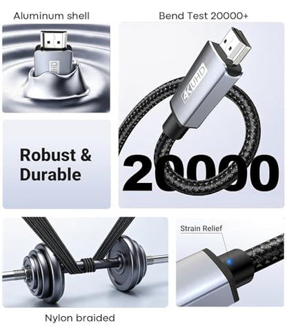 4K Micro HDMI to HDMI Cable 10FT, 4K@60Hz HDR High Speed HDMI Cord, Nylon Braided Compatible with GoPro Hero, Raspberry Pi 5/4, DSLR Camera, Laptop to TV - size: 10 Feet