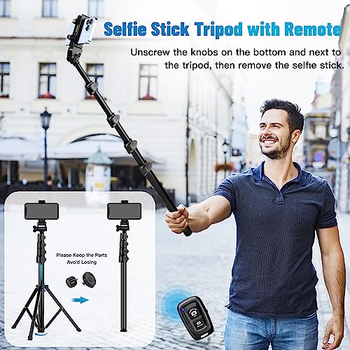 Victiv Phone Tripod, 70" Tripod for iPhone with Remote and Phone Holder, Sturdy & Stable, Adjustable Camera Stand & Selfie Stick Mode, Perfect for Selfies/Recording/Vlogging/Live Streaming - size: 70 inch