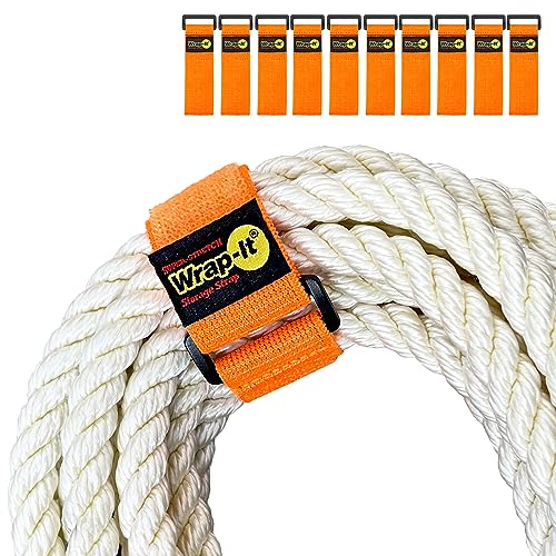 Super-Stretch Wrap-It Storage Straps - (10) 9" Orange - Elastic Hook and Loop Cinch Straps - Extension Cord Organizer, Hose and Cables Straps, Cord Wrap, Cord Keeper, Garage and RV Storage Accessories - color: Blaze Orange, size: 9" (10 Pack)