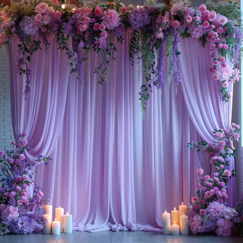 10x10ft Wrinkle Free Lavender Backdrop Curtain for Parties Soft Fabric Drapes Wedding Curtain Backdrop for Birthday Party Decorations Background for Photography 5x10ft,2 Panels - color: Lavender, size: W5' X H10'(2 Panels)