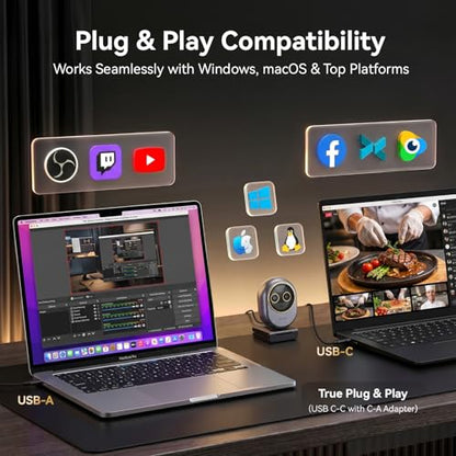EMEET Piko Dual-Camera 4K Webcam for Streaming, Wide-Angle & Telephoto Cameras, Max 11X Hybrid Zoom, 0.2s Autofocus, Remote Control, 3 Mics, Panda Privacy Cover, USB C-C&C-A, for Streaming/Work/Study - style: Piko Dual w/ Max 11X Hybrid Zoom