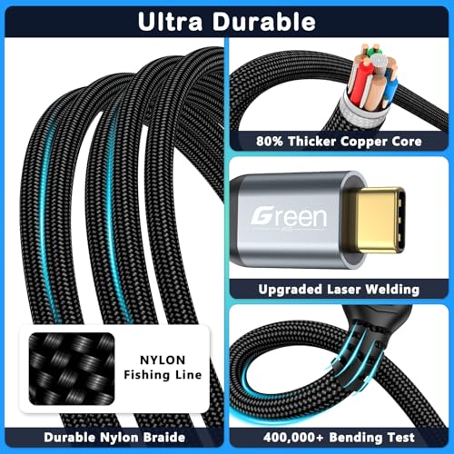 Green Jiss® USB C Extension Cable 10ft, 20Gbps/4K@60Hz, Video Heavy Duty USB3.2 Gen2 Extender Male to Female Full Function Ultra-High Speed Transfer USB Type C Extender 240W Fast Charging Cable - size: 10 FT