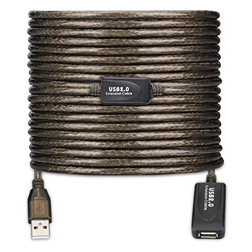 USB 2.0 Type A Male to A Female Active Repeater Extension Cable 60ft, High Speed 480 Mbps - color: Transparent black, size: 60FT