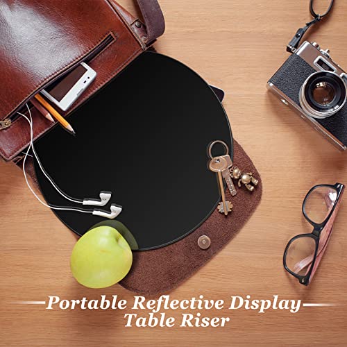Yookeer 2 Pcs 12 Inch Acrylic Reflective Display Table Riser White & Black Round Background Boards Backdrops for Professional Product Photography Display and Table Top Photography Shooting