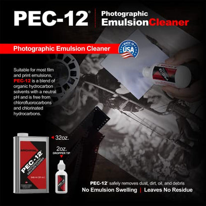 PEC-12 Photographic Emulsion Cleaner - Remove Non-Water Based Stains, Grease & Ink from Emulsions and Bases - For Cleaning 35mm Film, Photo Negative, B&W Slide (32oz) - size: 32 Fl Oz (Pack of 1)