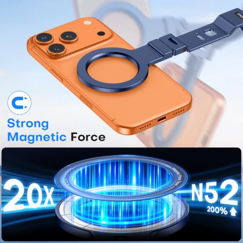OMOTON TP03 [Ultra-Slim] for MagSafe Tripod, 360° Rotating Magnetic Phone Tripod for iPhone 17/16 Pro Max Air Women Men, Fold Cell Phone Stand with 1/4" Screw & Hook Fits Vlog, Live, Travel, Blue - color: Blue