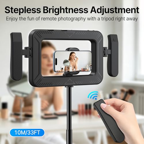 yAyusi Handheld Cell Phone Stabilizer with Light,Phone Light for Video Recording with Handle,3600mAh LED Selfie Ring Light for Phone with Phone Holder,Smartphone Video Rig for Camera,Vlog,TikTok