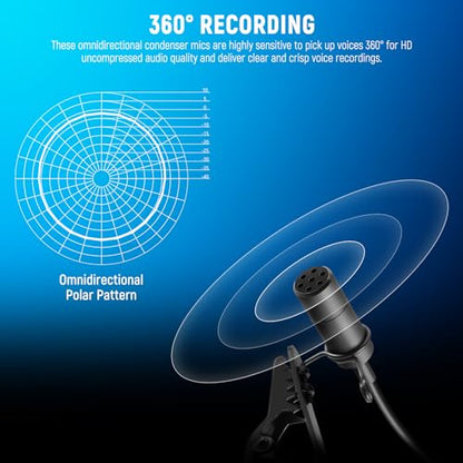 NEEWER 2 Pack Lavalier Lapel Microphone Compatible with DJI Wireless Mic Transmitters Rode Wireless GO II 2, Omnidirectional Condenser Wired Clip On Lav Mics for Stage YouTube Live Streaming, CM5 - style: CM5(2-Pack)w/3.5mm TRS Plug