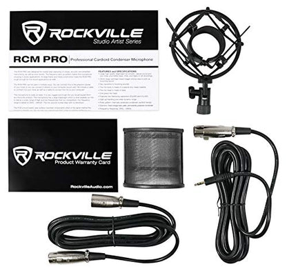 Rockville Gaming Bundle: RCM PRO Condenser Microphone, Epic Sound, DMS40 40" Microphone Boom Arm w/Desk Clamp, PRO-M50 Studio Headphones w/Detachable Cable, 3-Items