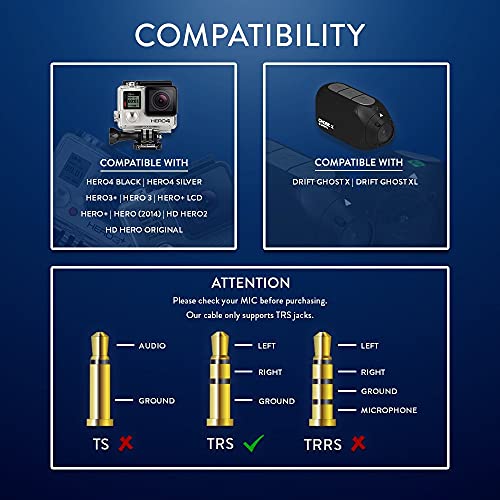 3.5mm Female to Male 5-Pin Mini USB Microphone Adapter, Audio Transfer Adapter Cable Cord, Compatible with GoPro Action Cameras with Mini USB Port, GoPro Hero 3 3+ 4 (Adapter Only)