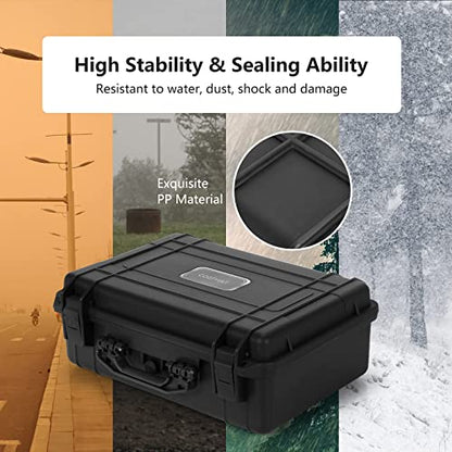 COSTWAY Waterproof Hard Case, 22-Inch Multi-Purpose Small Camera Dry Box with DIY Customizable Foam Insert, IP66 Rated Dustproof Shockproof, Portable Protective Case for Electronics, Drones, Black