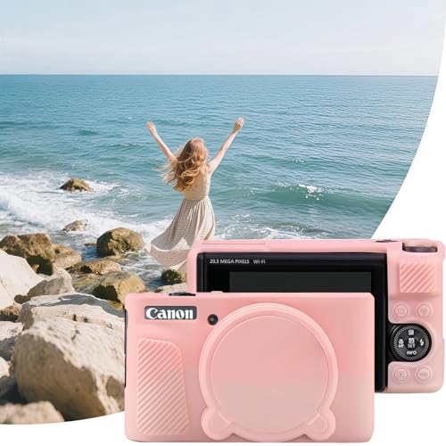 Camera Case for Canon PowerShot SX740/ SX730 Digital Camera,SX740 HS Case, Soft Silicone Protective Case Removable Lens Cover,Comes with 2 Screen Protectors and 1 Wrist Strap. (Smoked Pink) - color: Smoked Pink