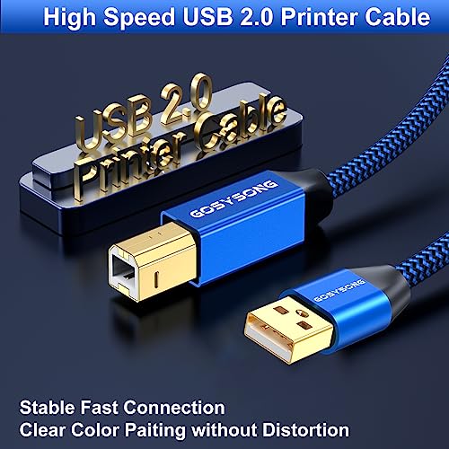 20ft USB 2.0 Printer Cable High Speed USB A to USB B Cable Compatible with HP, Canon, Dell, Epson, Xerox Printers (Blue) - size: 20ft, style: USB Type A to Type B Printer Cable