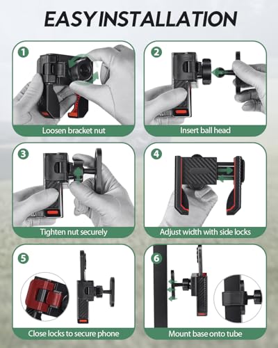 Magnetic Golf Cart Phone Holder, 360° Rotation Golf Cart Magnetic Phone Mount for Cellphone, Golf Cart Accessory & Great Gift, Strong N52 Magnets, Universal Fit, Red (1PCS)